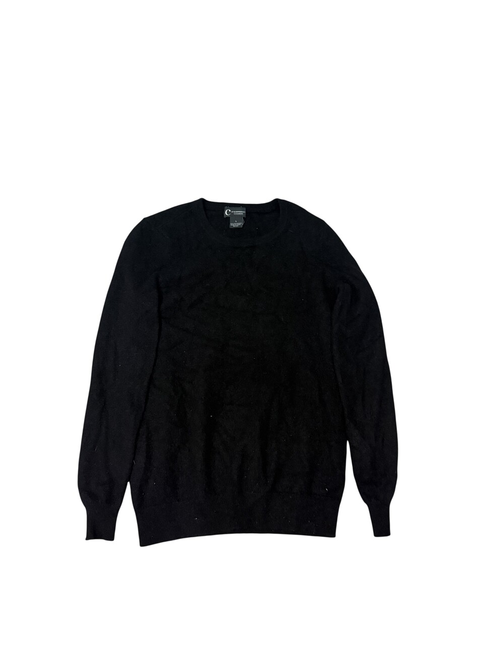 C By Bloomingdale's Sweater Mens Large Black Cashmere Crew Neck Pullover Knit